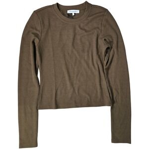 WeWoreWhat Fitted Waffle Crewneck Long Sleeve Top Kangaroo L NWT‎